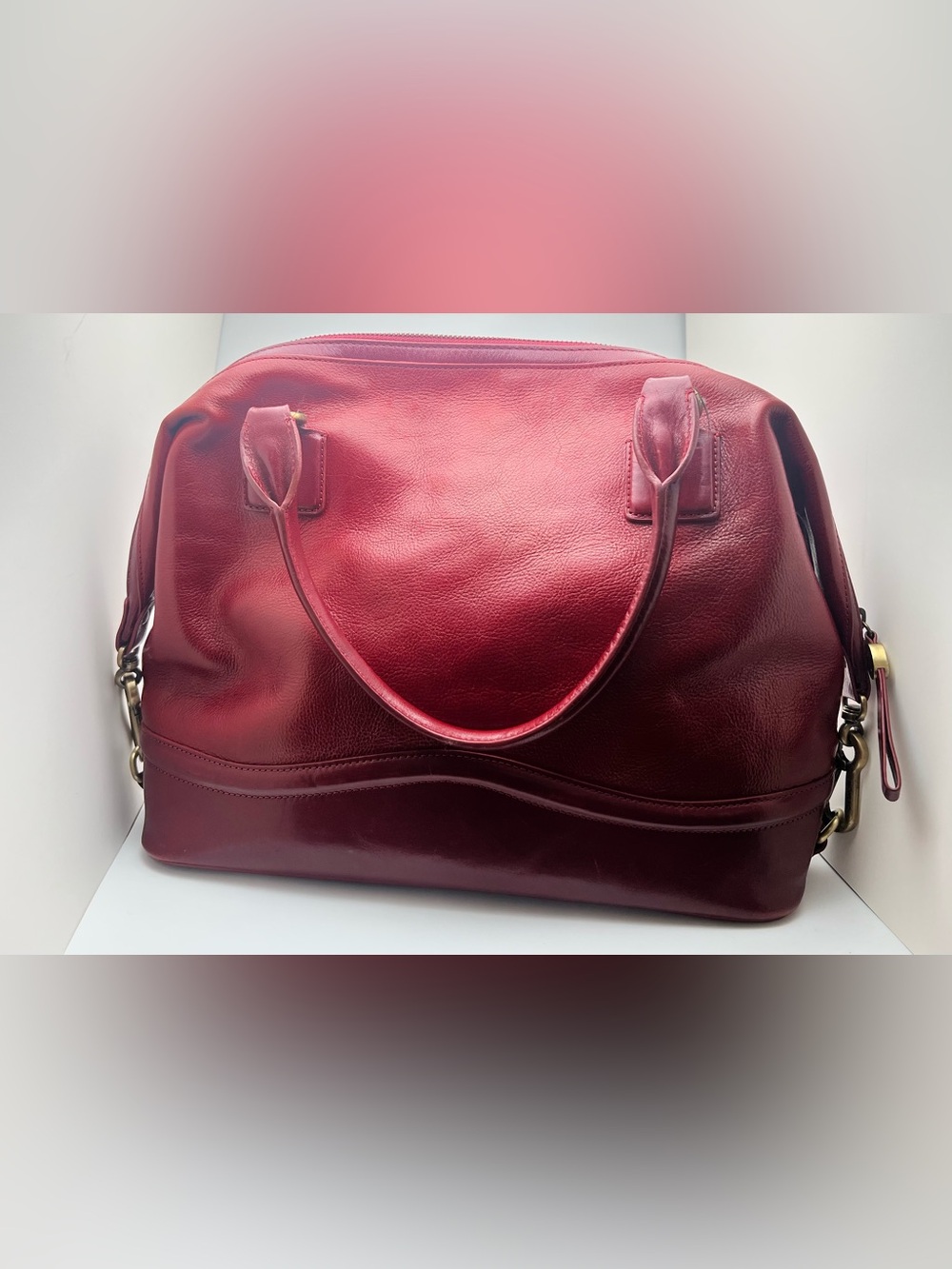 Monsac Vintage Classic Leather Satchel Bag - Deep Wine